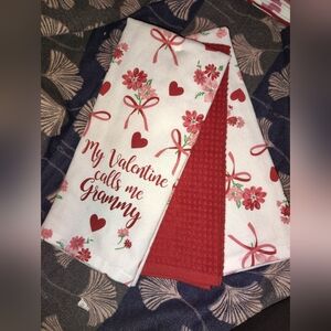 Valentine's Day Kitchen Towel Set - Red and White